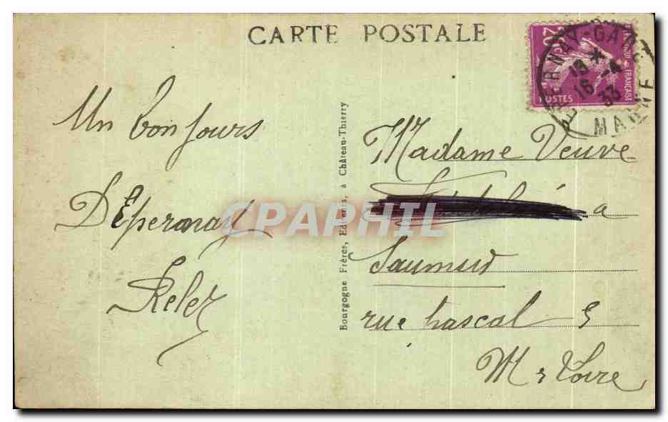 CPA Epernay Le Theatre et Place Thiers — Rückseite