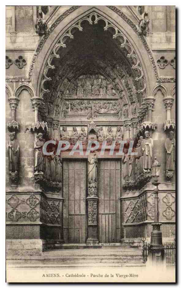 CPA Amiens Cathedrale Porche De La Vierge Mere