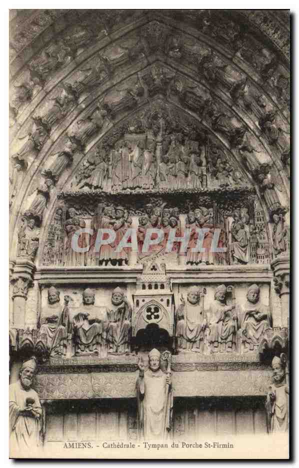 Amiens - Cathédrale - Tympan du Porche St-Firmin — L. Carou, phot-édit, Amiens, n°333