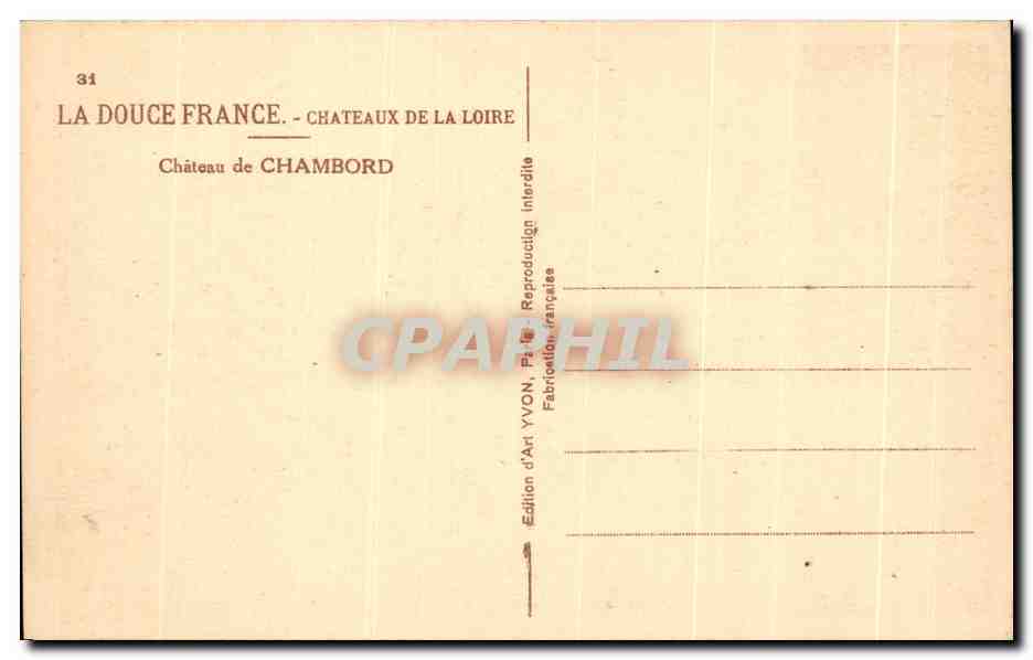 CPA La Douce France Chateaux De La Loire Chateau Chambord — Rückseite