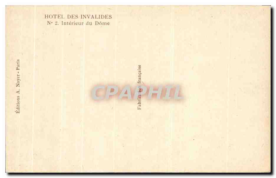 CPA Hotel Des Invalides Interieur Du Dome Paris  — Verso