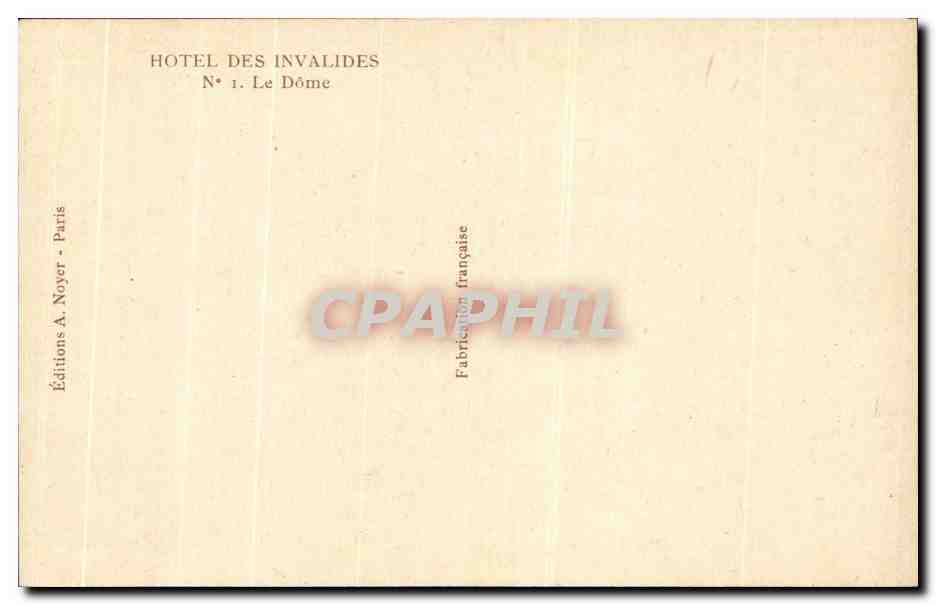 CPA Hotel Des Invalides Le Dome Paris — Rückseite