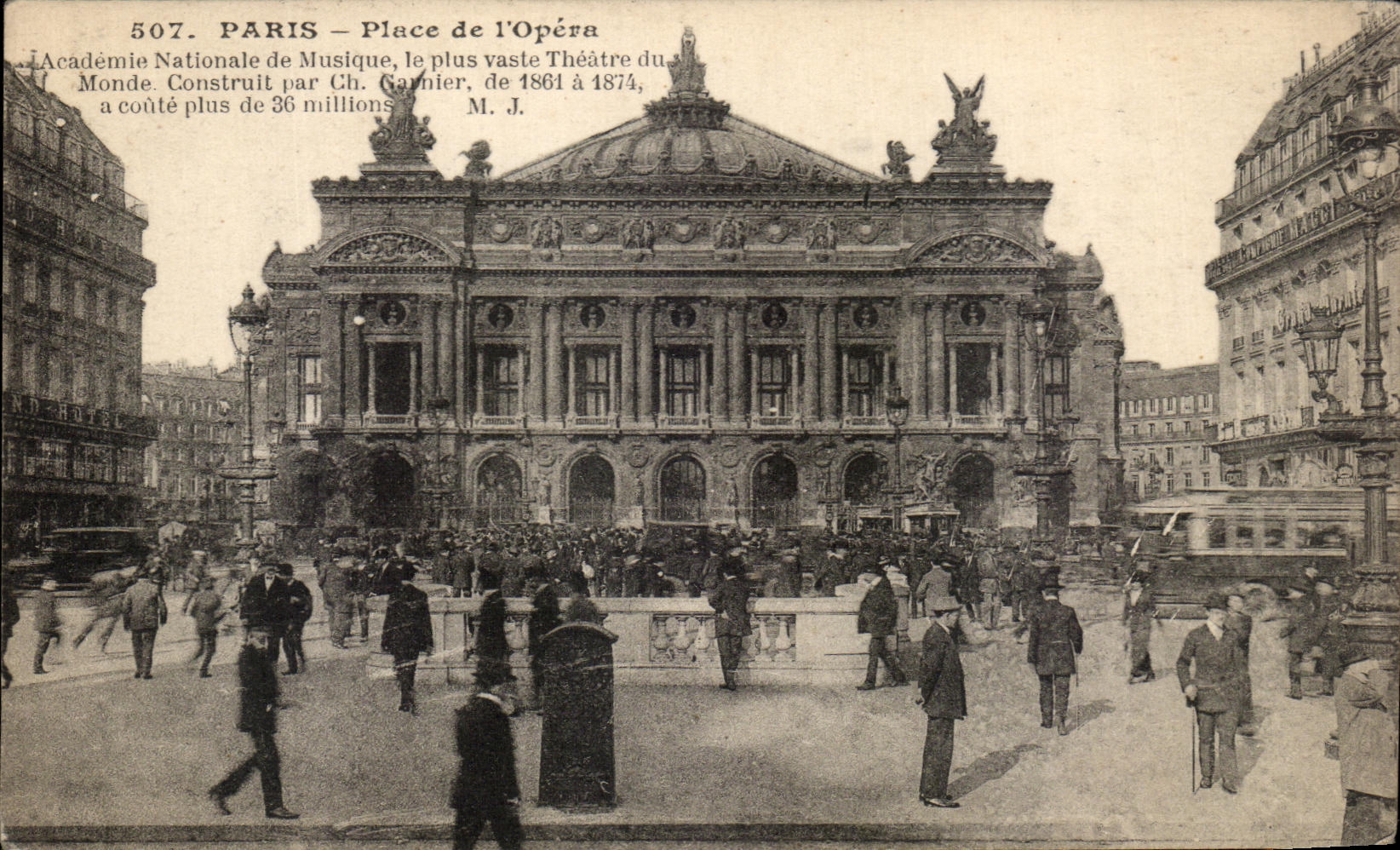CPA Paris Place De l'Opera Academie Nationale De Musique Le Plus Vasle Theatre Du Monde Construit Par