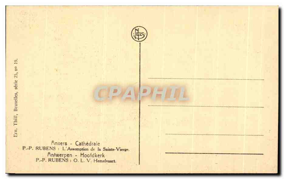 CPA Anvers Cathedrale Rubens Assomption de la Sainte Vierge — Verso
