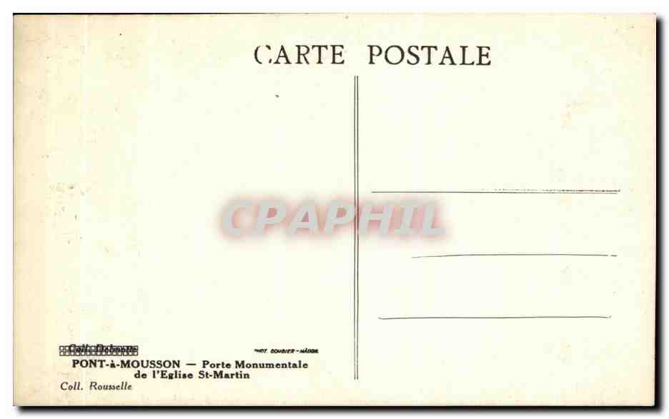 Pont-à-Mousson — Porte Monumentale de l'Église St-Martin — Coll. Rousselle — Rückseite