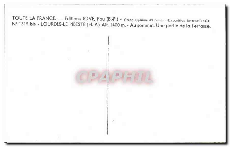 CPA Lourdes Le Pibeste — Verso
