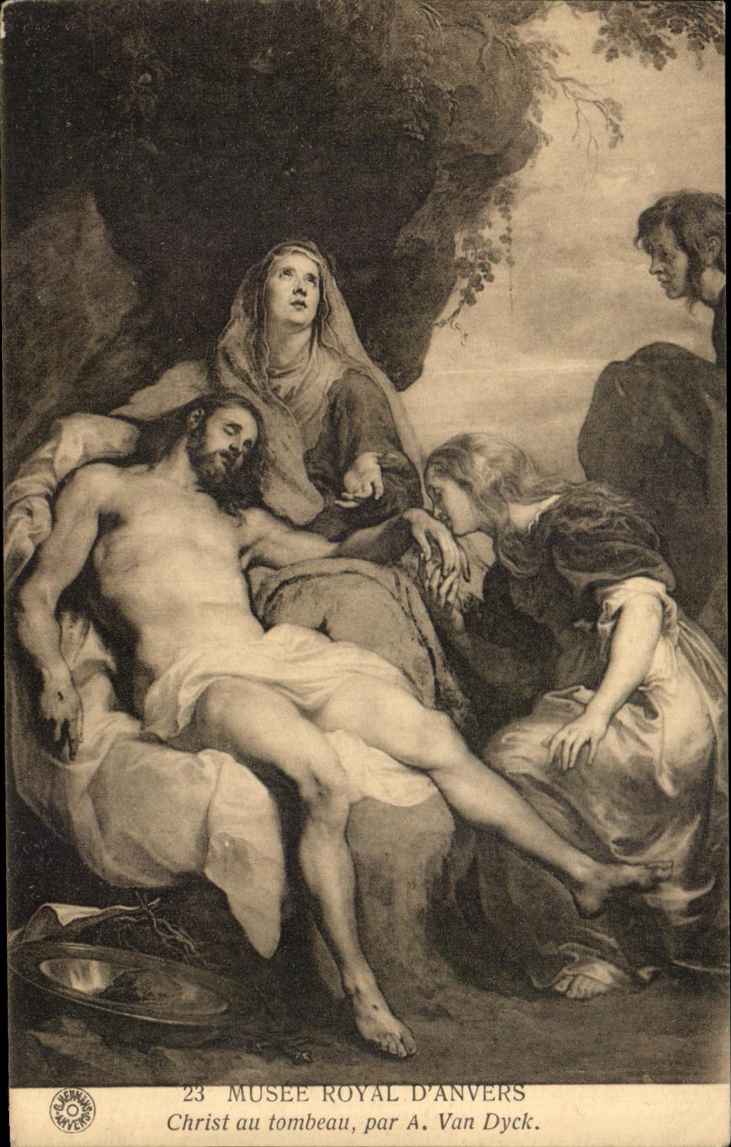 CPA Musee Royal D'Anvers Christ au tombeau par Van Dyck