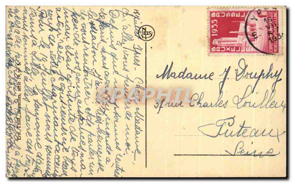 Ypres — Les Halles (The Cloth Halls) — NLS, série 1955 — Verso