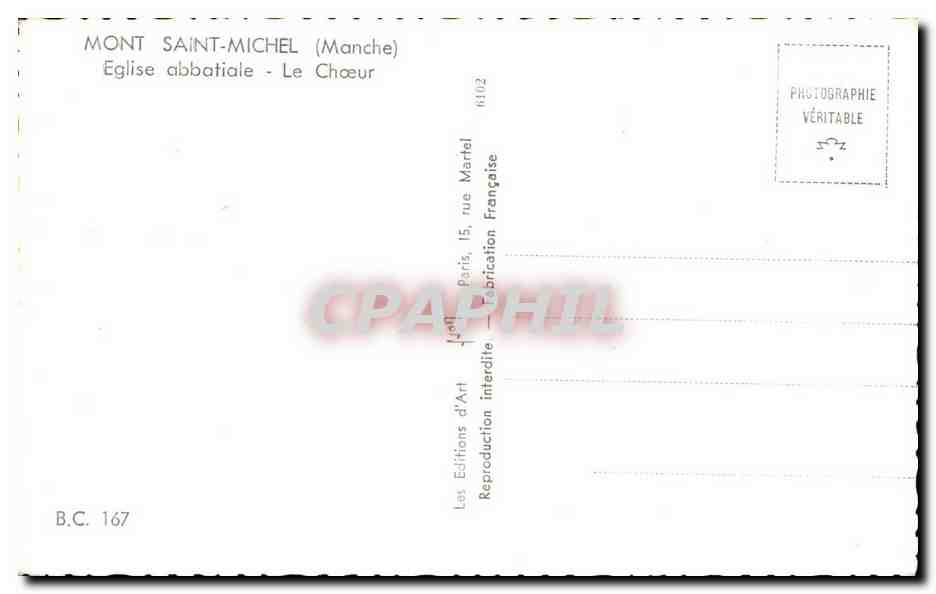 CPA Mont Saint Michel Eglise abbatiale Le Choeur — Verso