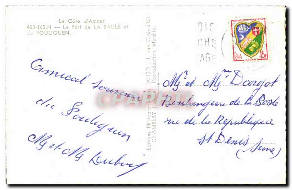 CPA La Cote d'Amour Le Port de La Baule du Pouliguen — Back