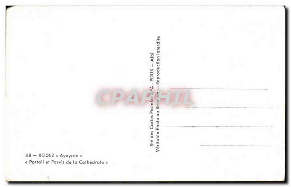 CPA Rodez Portail et parvis de la cathedrale — Rückseite