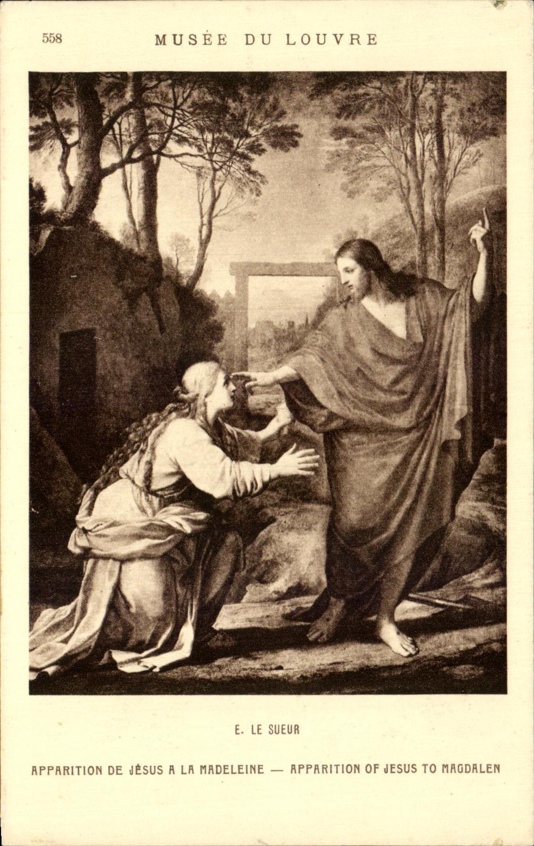 CPA Musee Du Louvre Le Sueur Apparition De Jesus A La Madeleine Apparition Of Jesus To Magdalen Paris 