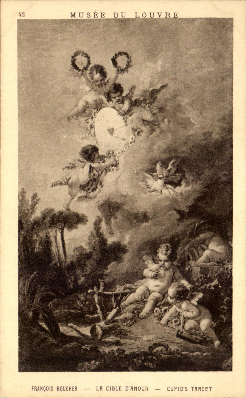 CPA Musee Du Louvre Francois Boucher La Cible D'Amour Cupid's Target Paris 