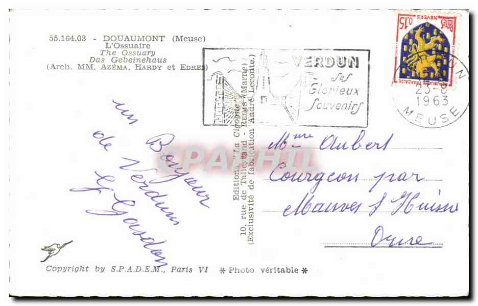 Cigogne — Cimetière militaire de Douaumont — Édition La Cigogne — Reverso