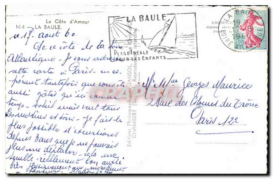 CPA Souvenir De La Baule — Rückseite