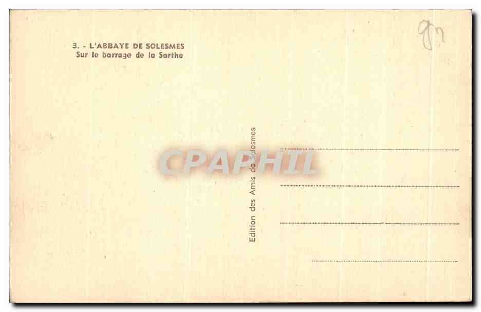 CPA L'Abbaye De Solesmes sur Le Barrage De La Sarthe — Verso