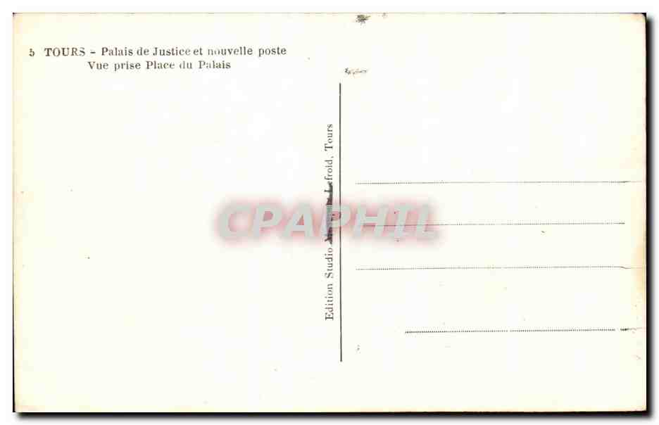 CPA Tours Palais de justice et nouvelle Poste — Verso