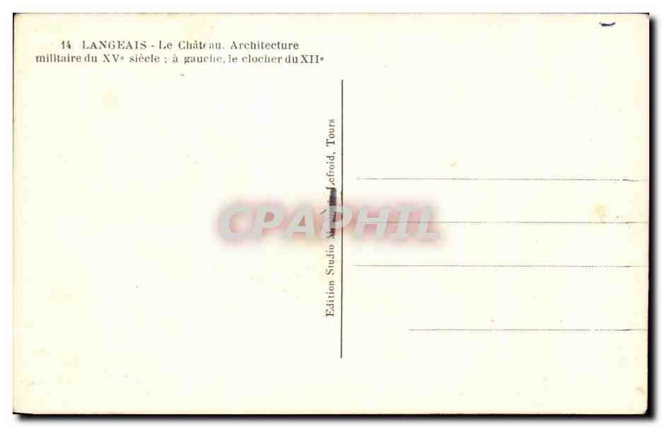 CPA Langeais Le Chateau Architecture militaire du 15eme Le clocher — Rückseite