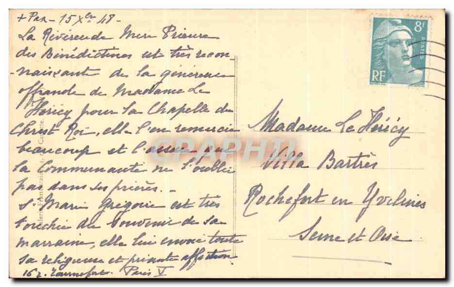 CPA Francois Transporte a La Portioncle — Verso