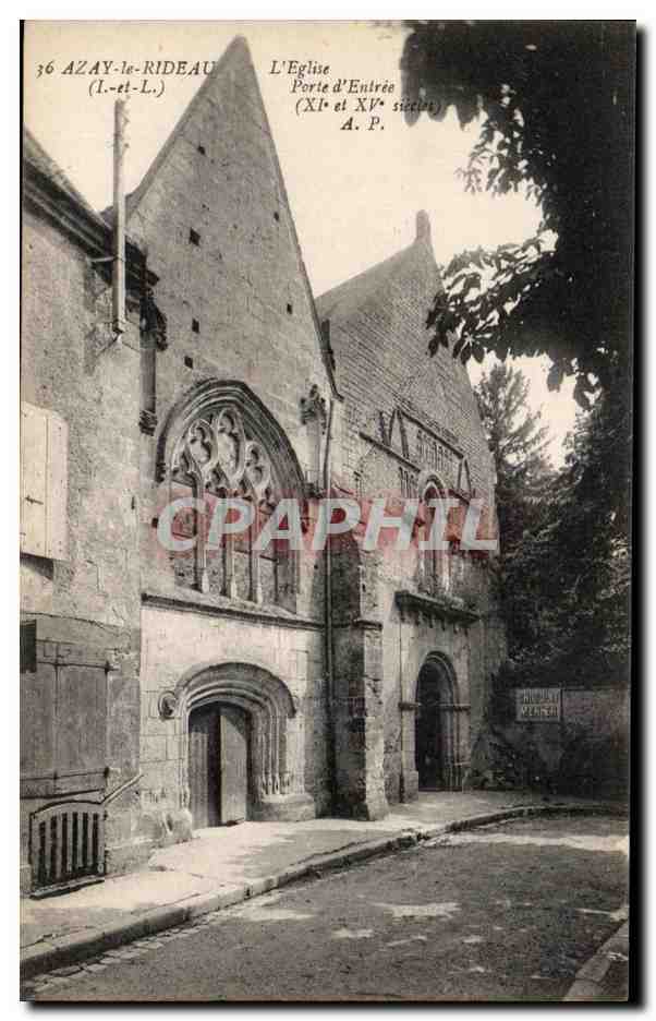 CPA Azay le Rideau L'Eglise Porte d'Entree