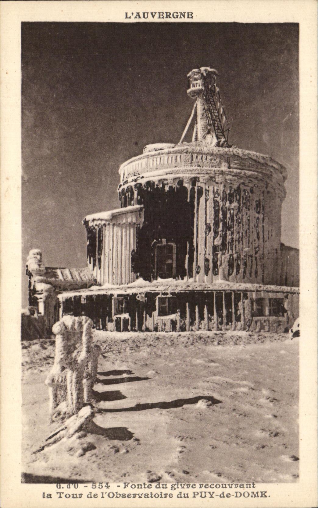 Puy-de-Dôme — Tour de l'Observatoire recouverte de glace — J. Gonttefanges, éditeur, Puy-de-Dôme