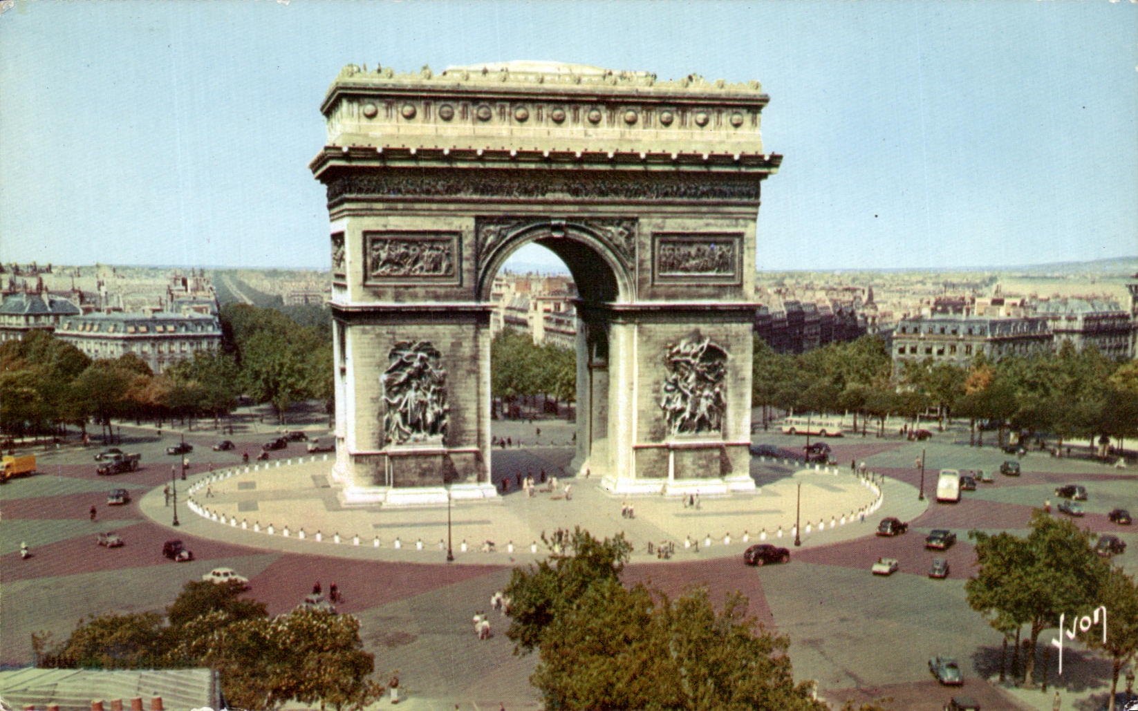 CPA Couleurs De Paris La Place de I'Eloile et L'Arc de Triomphe Yvon 