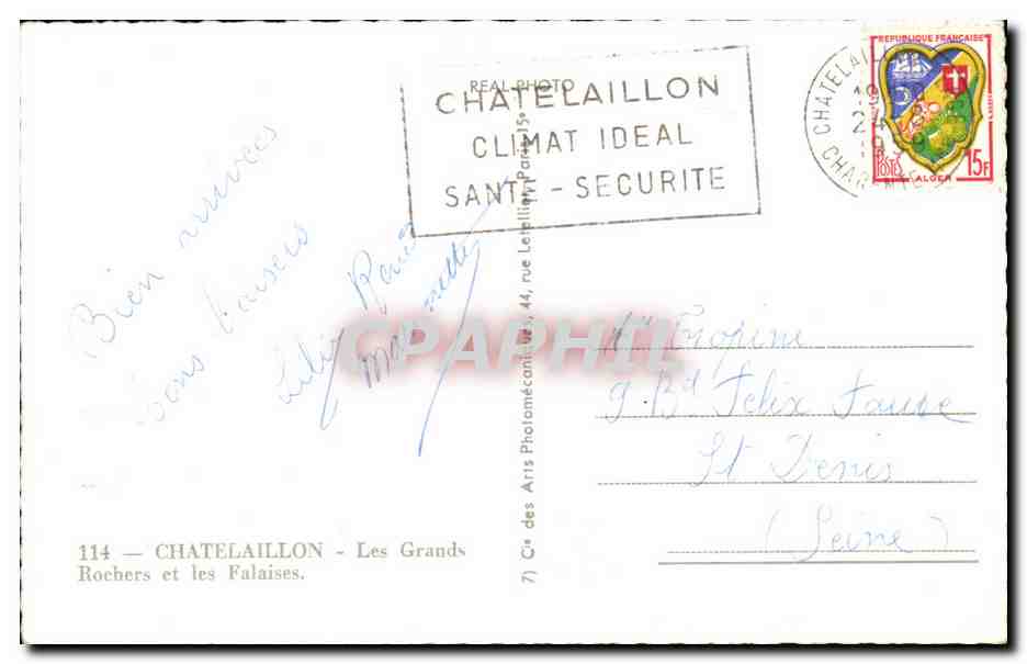 CPA Chatelaillon Les Grands Rochers et Les Falaises — Back