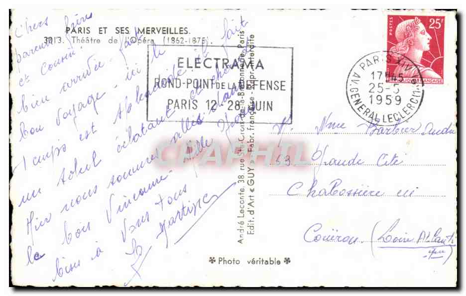CPA Paris Et Ses Merveilles Opera — Rückseite