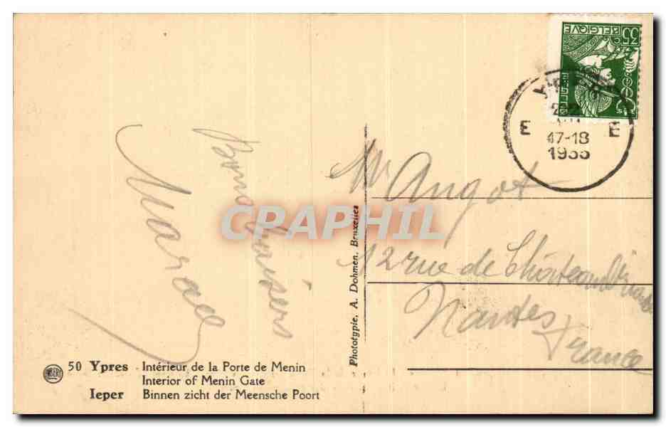CPA Ypres Interieur De La Porte De Menin Leper Binnen Zicht Der Meensche Poort — Back