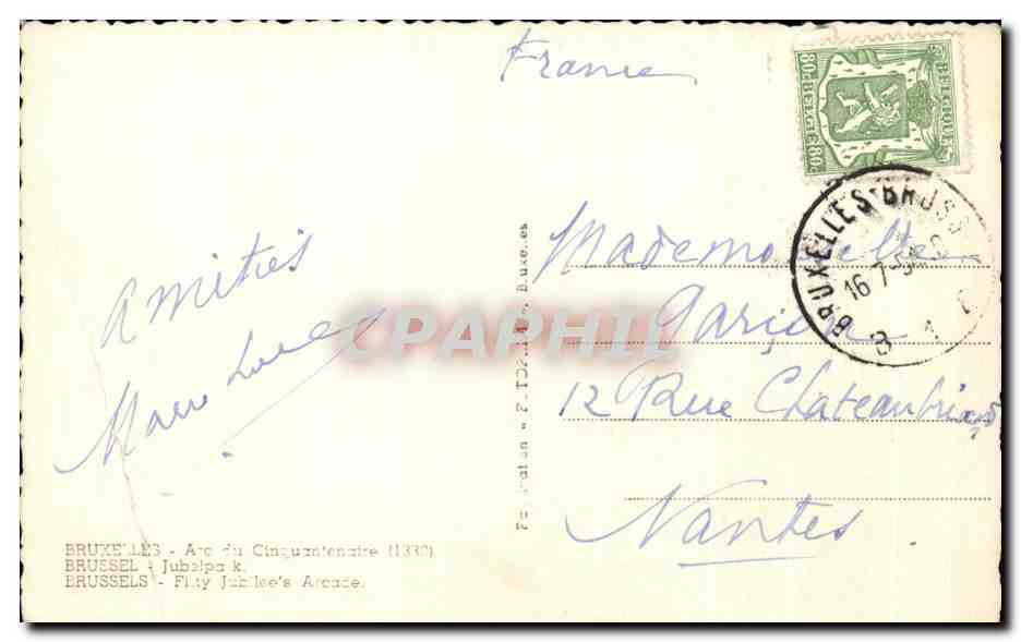 CPA Bruxelles Brussel Jubalpark Brussels Filty — Verso