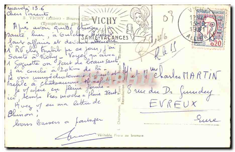 CPA Vichy Reine Des Villes D'eaux — Verso