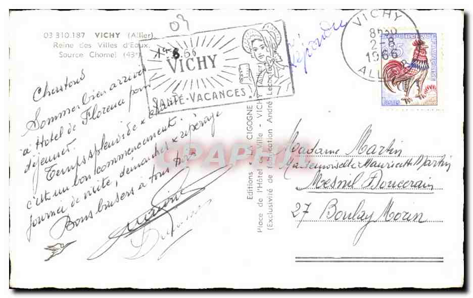 CPA Vichy Reine Des Villes D'eaux Source Chomel — Verso