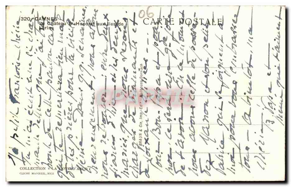 CPA Cannes Le Chateau St Hoporat aux iles de Lerins  — Verso
