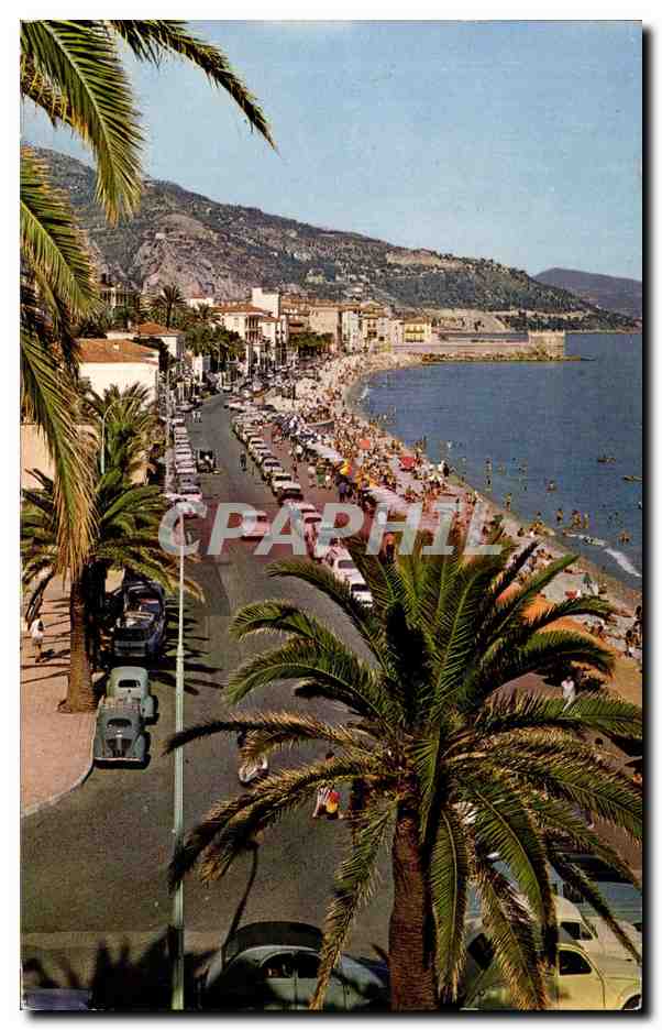 CPA Les Sites Merveilleux De La Cote D'Azur Menton Alpes Maritimes Vue Generale Sur La Promenode Et La Plage