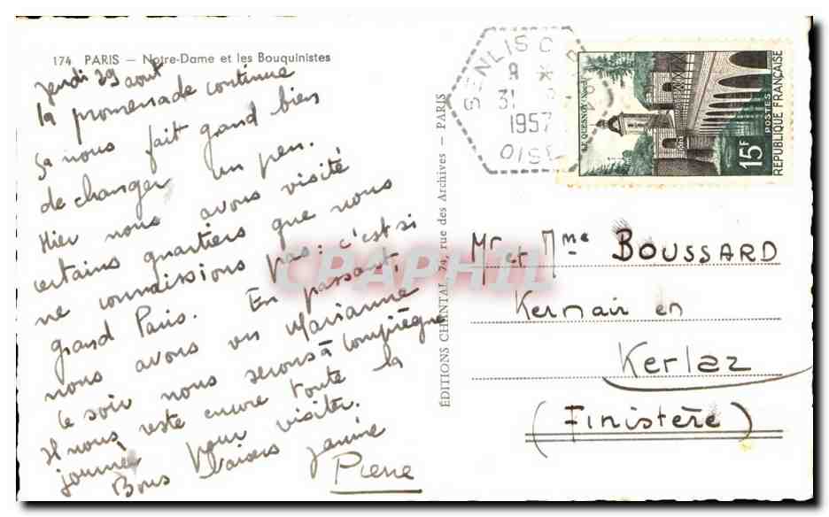 CPA Paris Notre Dame et les Bouquinistes — Verso