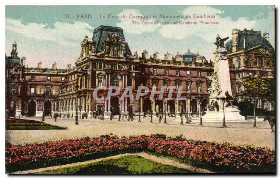 CPA Paris La Cour du Carrousel et Monument de Gambetta Louvre