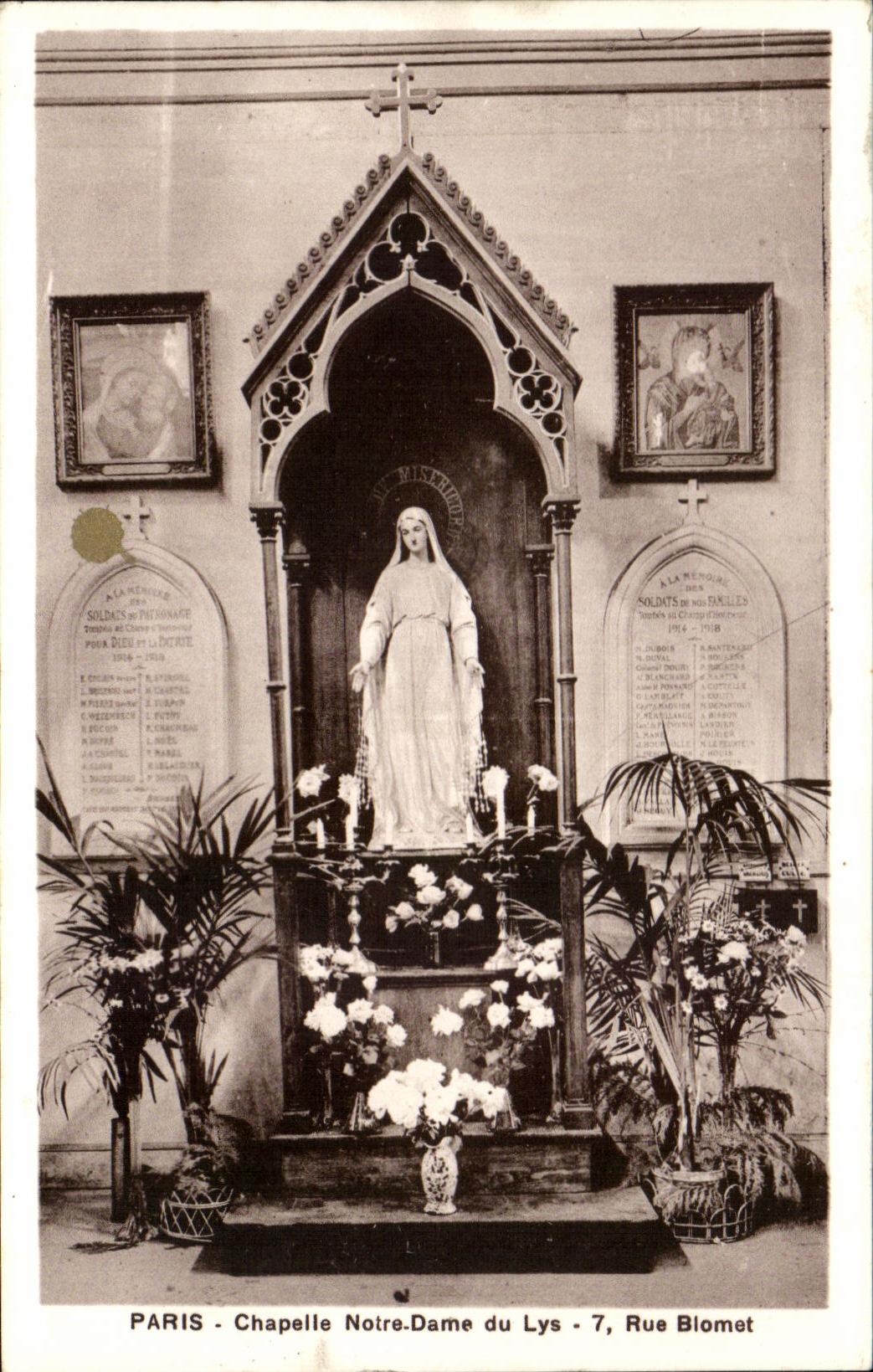 CPA Paris Chapelle Notre Dame du Lys Rue Blomet