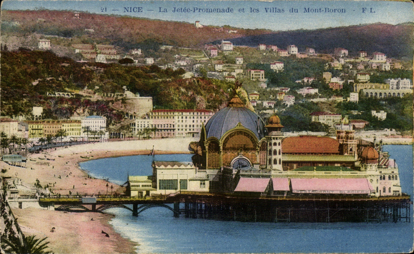 CPA Nice La Jetee Promenade et les Villas du Mont Boron