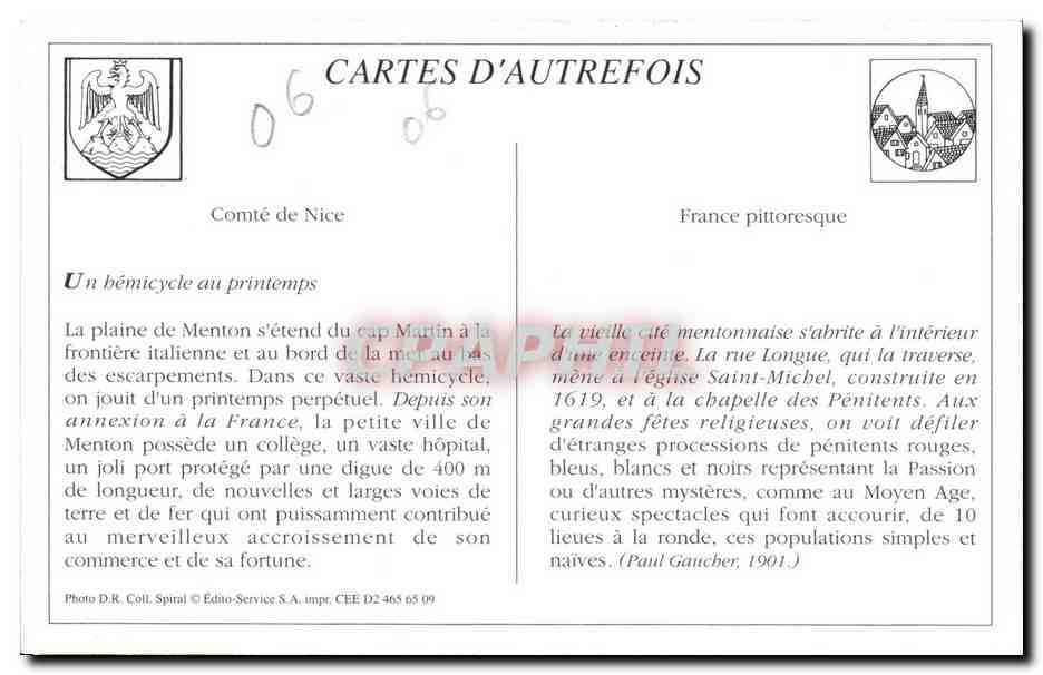 REPRO Menton La Vieille Ville — Rückseite