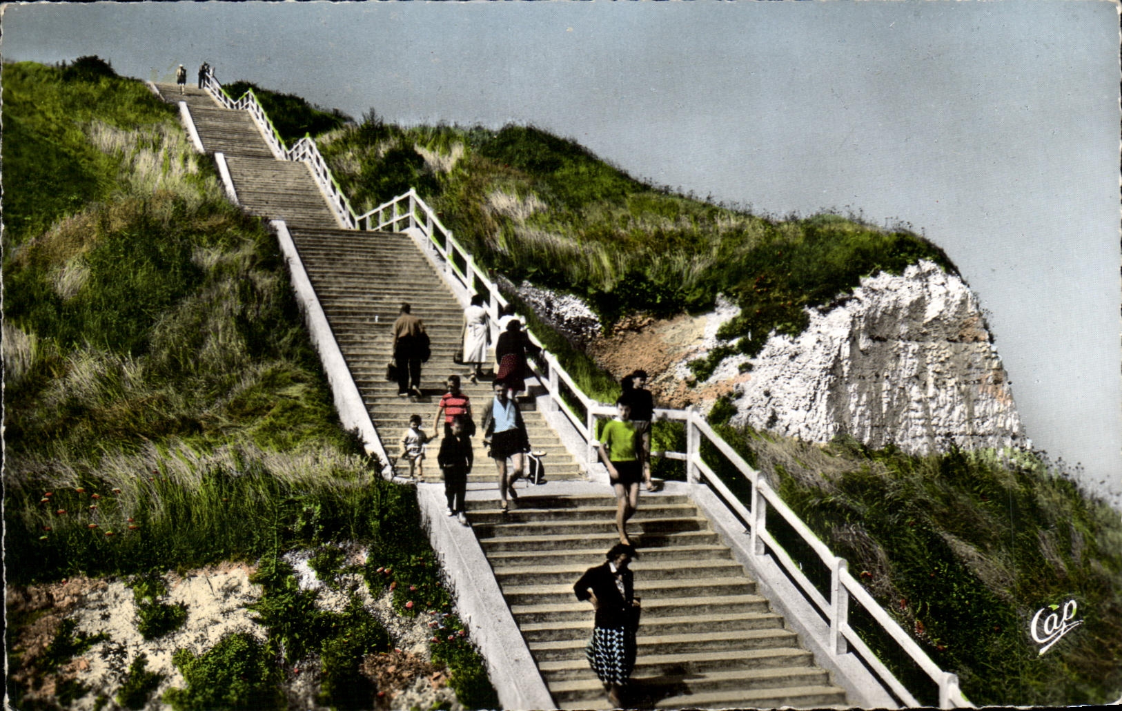 CPA Le Treport Les Escaliers conduisant aux Falaises
