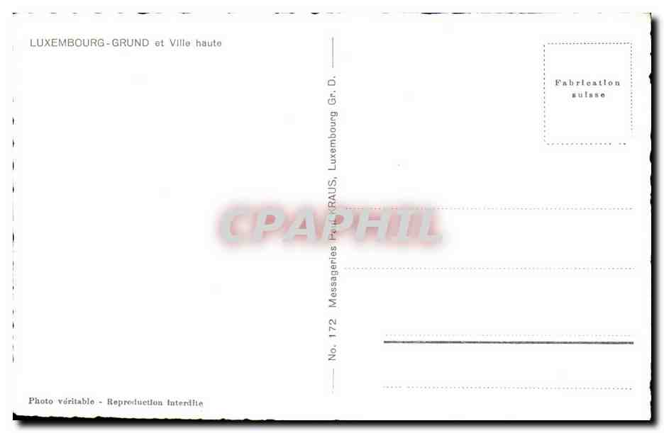 CPA Luxembourg Grund et Ville Haute — Verso