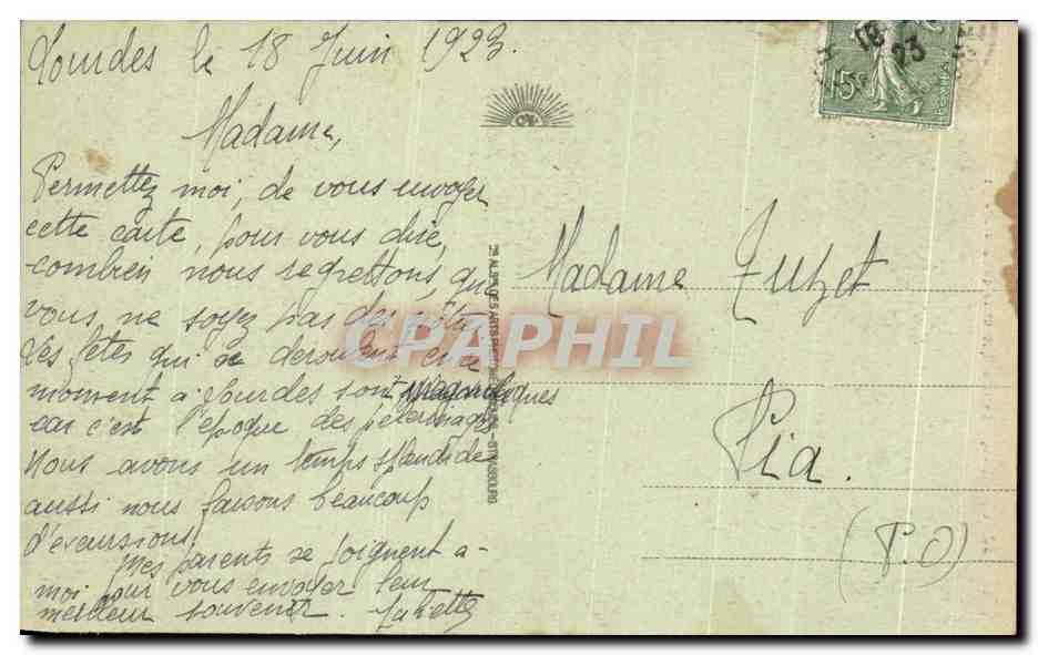 CPA Lourdes La Baslique et le Calvaire Breton — Verso