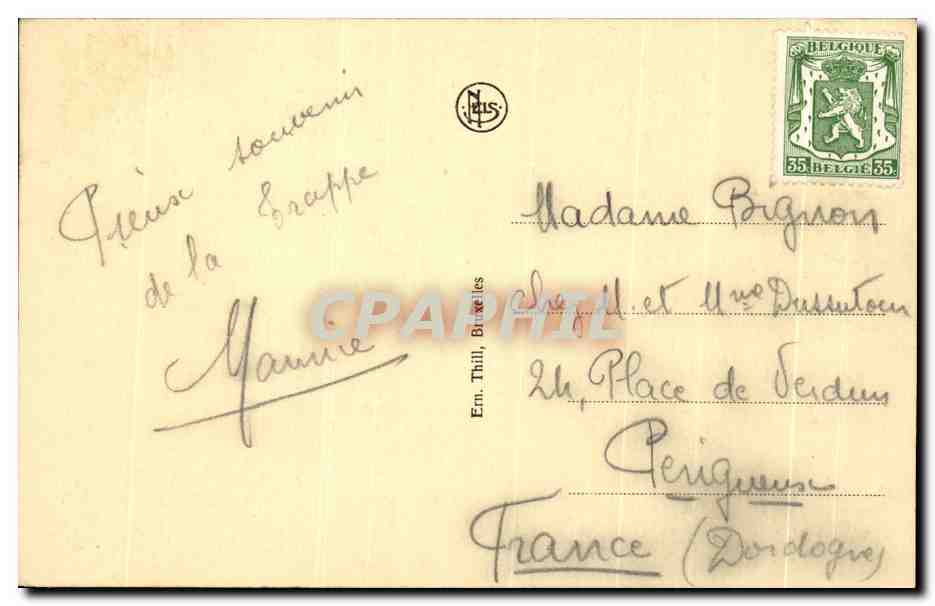 CPA Abbaye De Scourmont Forges Chimay Choeur Des Moines Et Autel Majeur — Back