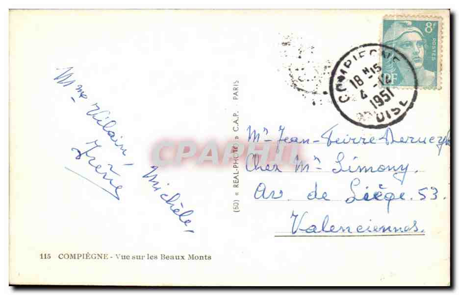 CPA Compiegne Vue Sur les Beaux Monts — Verso