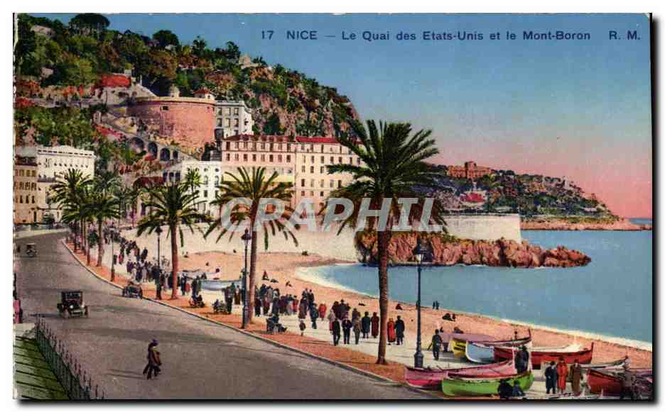 CPA Nice Le Quai des Etats Unis et le Mont Boron 