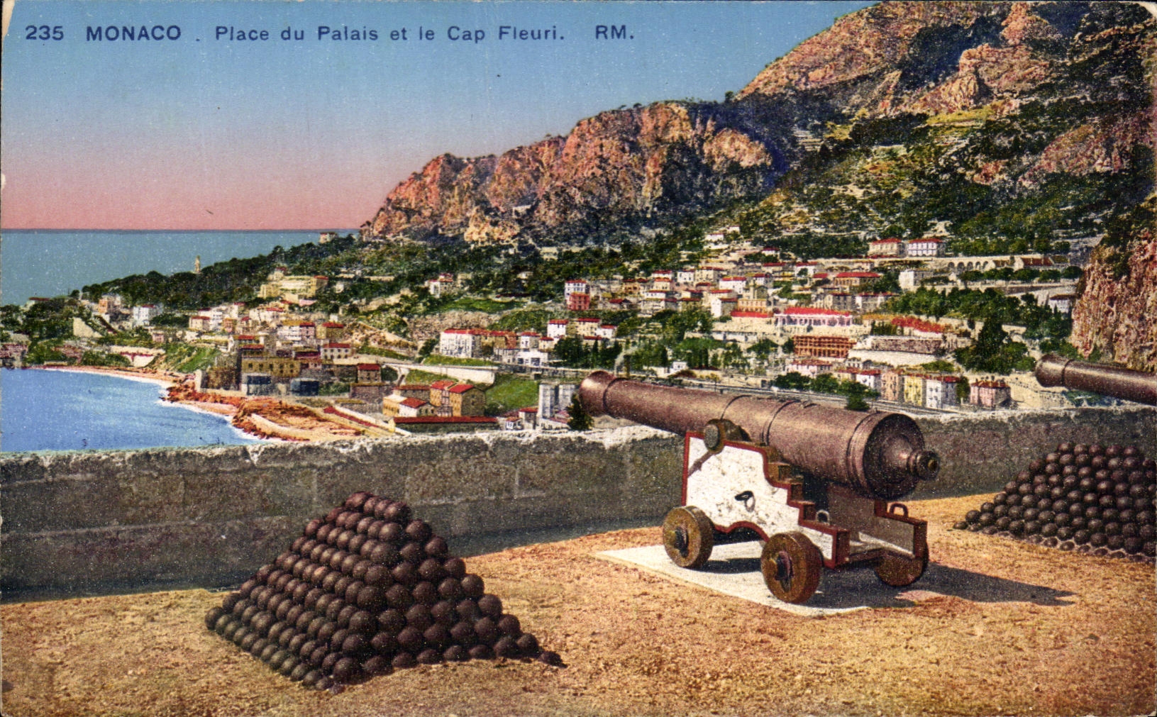 CPA Manaco Place du palais et le Cap Fleuri