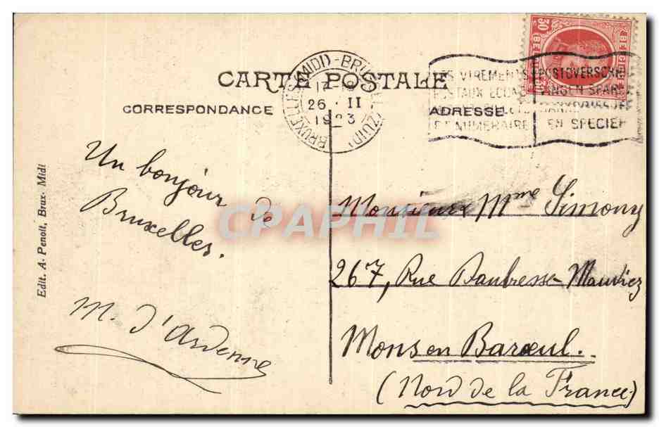 CPA Bruxelles Gare Du Nord Vrussels North Station — Rückseite