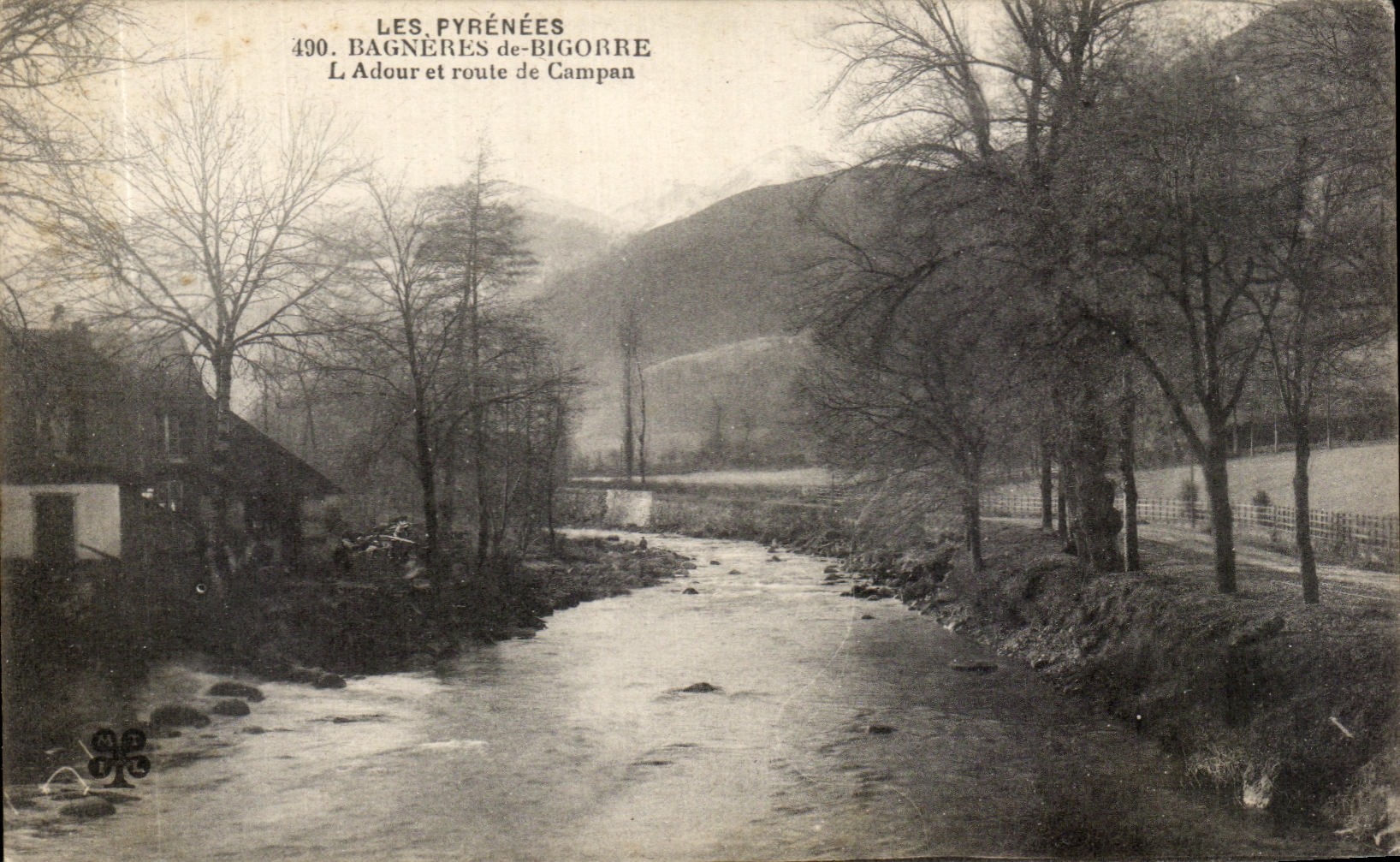 Les Pyrénées — Bagnères-de-Bigorre, L'Adour et route de Campan — éditeur non identifié, n° 490