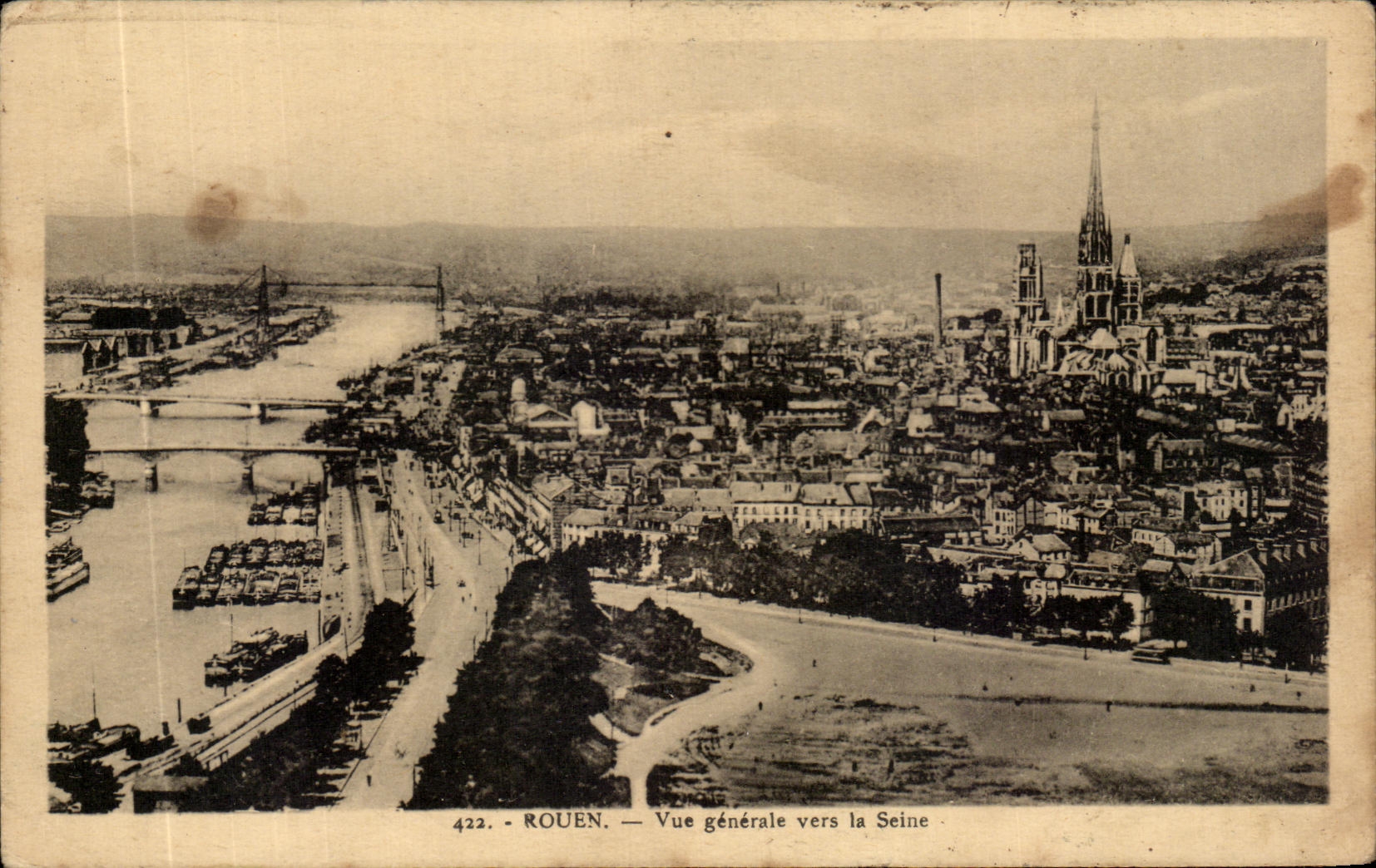 CPA Rouen Vue Generale Vers La Seine