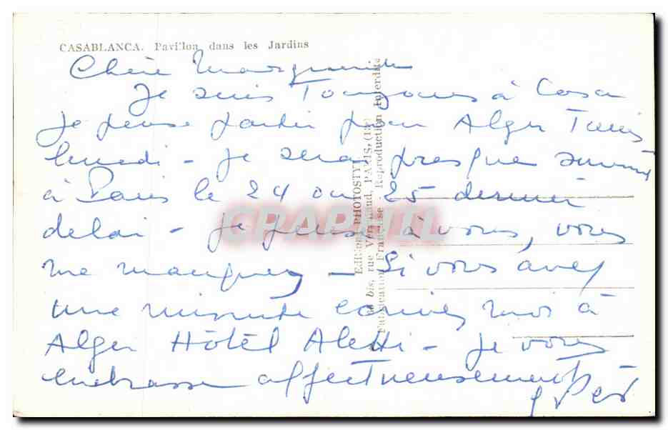CPA Casablanca Pavillon dans les jardins — Verso